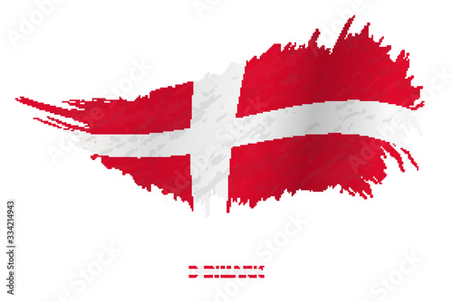 Flag of Denmark in grunge style with waving effect.