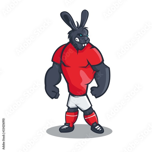 Rabbit cartoon mascot design with modern illustration concept style for sport team