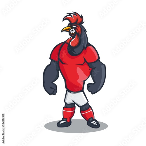Rooster cartoon mascot design with modern illustration concept style for sport team