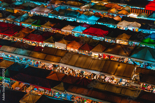 View on street food night Market Ratchada in Bangkok, Thailand