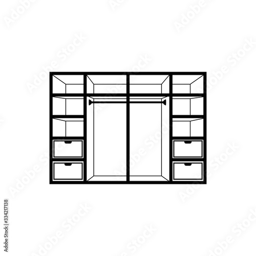 Wardrobe Icon With Outline Style Vector