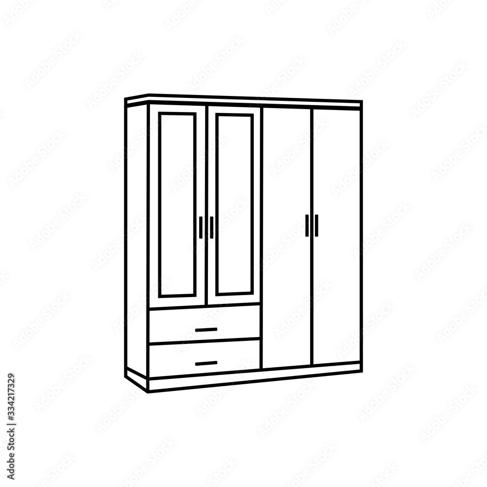 Wardrobe Icon With Outline Style Vector Wardrobe Icon With Outline Style Vector