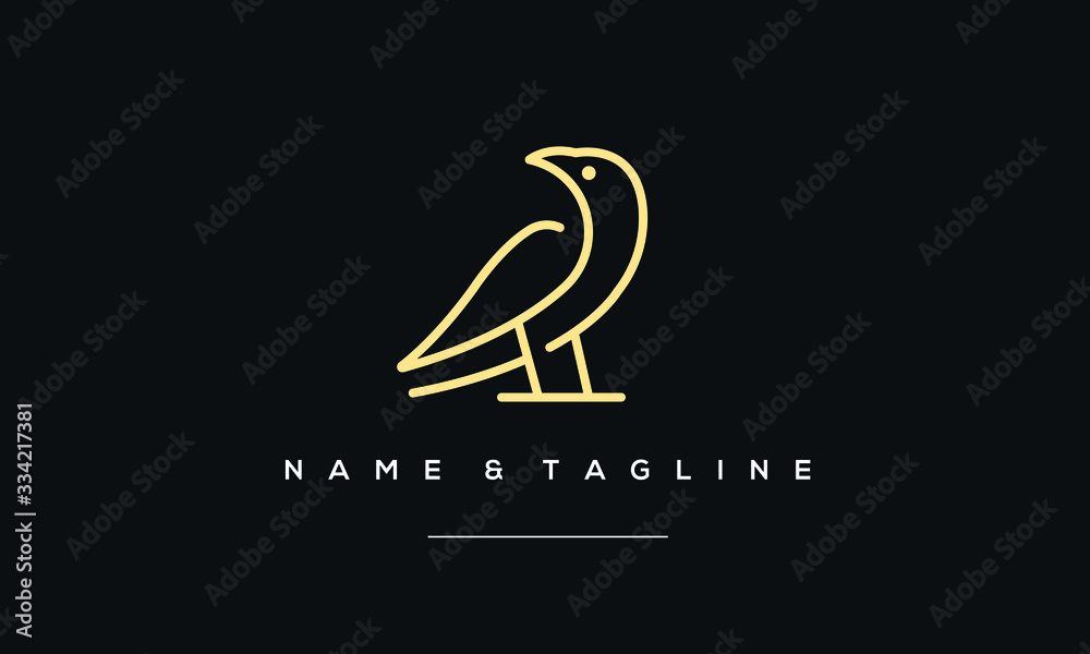 A line art icon logo of a CROW/ RAVEN A line art icon logo of a CROW/ RAVEN