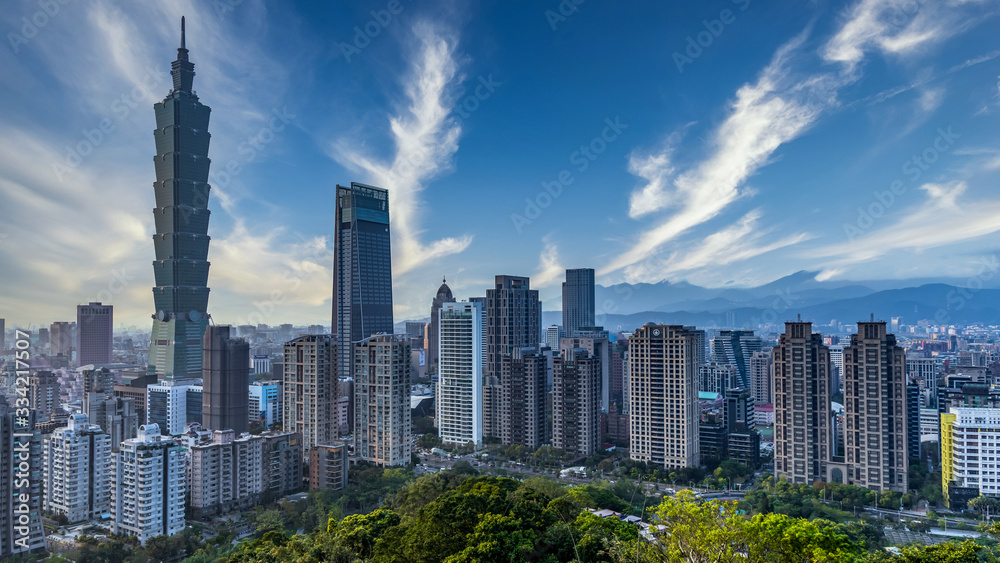 Taiwan city skyline and skycraper the beautiful of Taipei, Taiwan city skyline and skyscraper and other modern building of downtown, Taipei is a popular tourist destination.