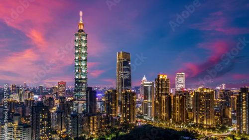 Taiwan city skyline and skycraper the beautiful of Taipei, Taiwan city skyline and skyscraper and other modern building of downtown, Taipei is a popular tourist destination. © Kalyakan