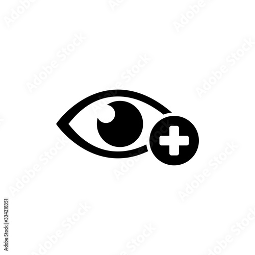 Human Eye with Plus, Farsighted Vision, Hyperopia Flat Vector Icon