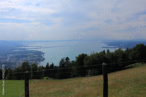 Aerial view of Lake Constance (Bodensee) from Pfaender Mountain in Bregenz, Vorarlberg, Austria. photo