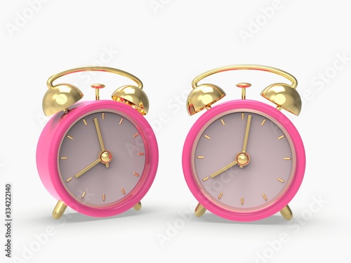 Alarm clock  in 3d. classic style. Conceptual image of alarm clock, timepiece rendered 3d illustration