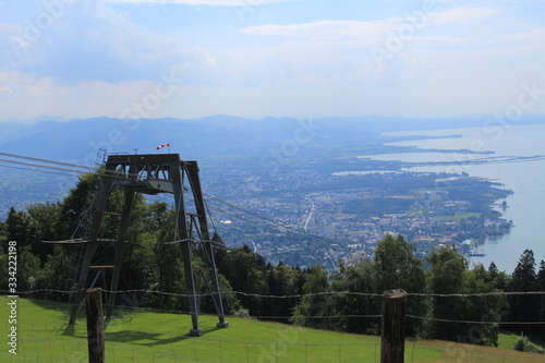 Aerial view of Lake Constance (Bodensee) from Pfaender Mountain in Bregenz, Vorarlberg, Austria. photo