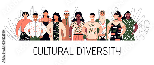 Cultural diversity with multiracial people  cartoon vector illustration isolated.