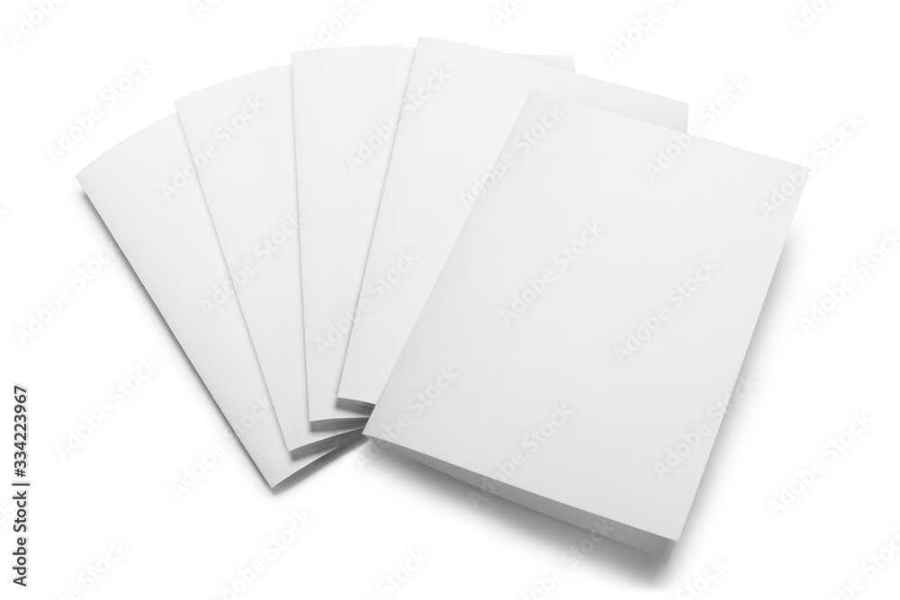 Folded sheets of white paper, isolated on white background - obrazy, fototapety, plakaty 