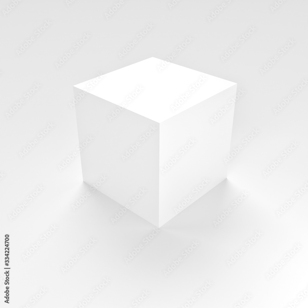 Simple White Square Box mockup on white background for minimal design,3D illustration. Simple White Square Box mockup on white background for minimal design,3D illustration.