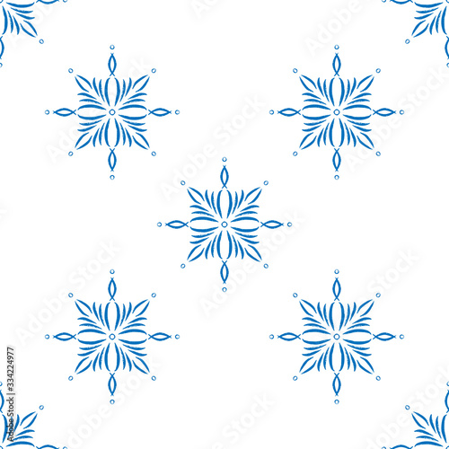 Blue winter seamless pattern, doodle elements for wrapping paper and textile.