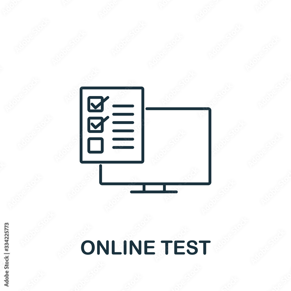 Online Test icon from e-learning collection. Simple line element Online Test symbol for templates, web design and infographics Online Test icon from e-learning collection. Simple line element Online Test symbol for templates, web design and infographics