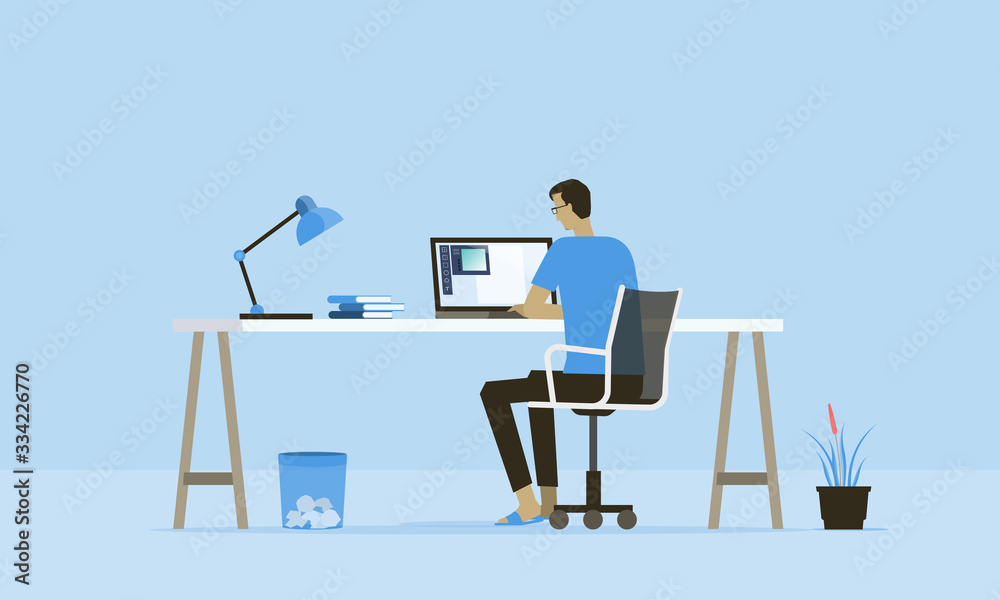 flat vector work from home workplace concept and business smart working online connect anywhere concept flat vector work from home workplace concept and business smart working online connect anywhere concept