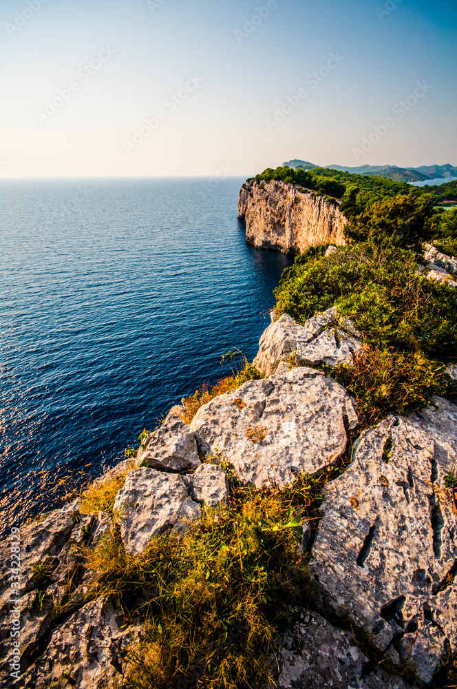 Telascica nature park cliffs and green in Kornati, Croatia