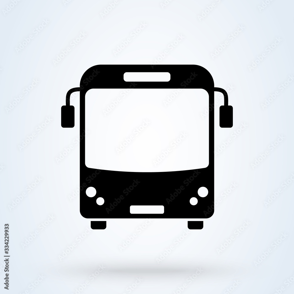 Bus transportation icon, front view. Modern flat design public transport symbol. vector illustration. Bus transportation icon, front view. Modern flat design public transport symbol. vector illustration.