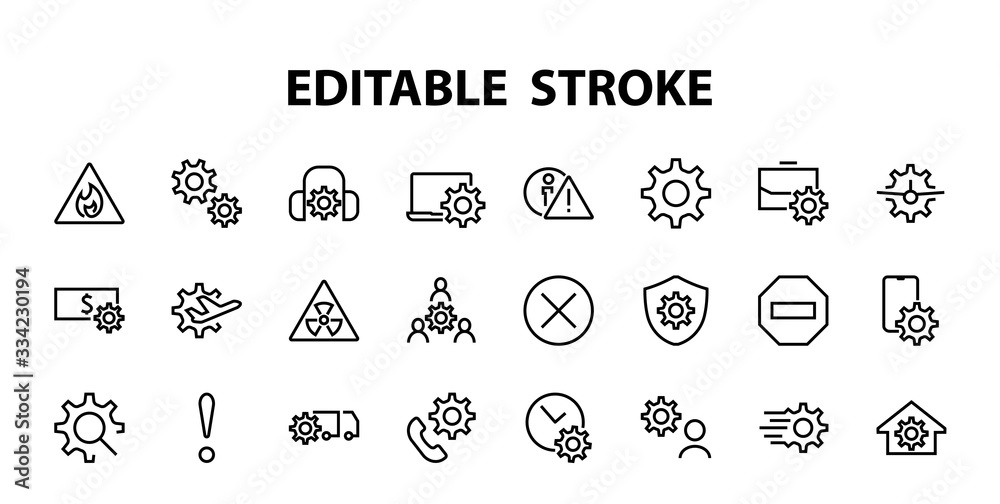 Fototapeta premium A simple set of settings and options related to Vector Line Icons. Contains icons such as set time, business, phone, and more. Editable Stroke.. 480x480