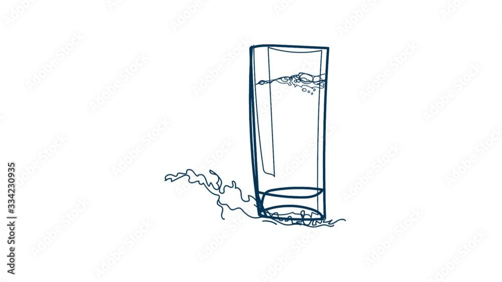 water splash art line draw process isolated white board
