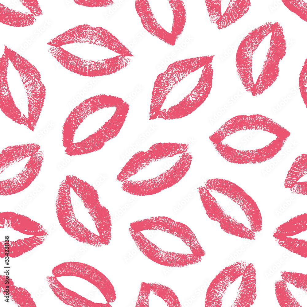 ID: 1555293581 Lipstick kiss. Nice seamless pattern. Joyful design. Lips traces isolated on white background. Imprint real female lips. Fashion makeup. Endless lips prints. Romantic kisses. Repeating ID: 1555293581 Lipstick kiss. Nice seamless pattern. Joyful design. Lips traces isolated on white background. Imprint real female lips. Fashion makeup. Endless lips prints. Romantic kisses. Repeating