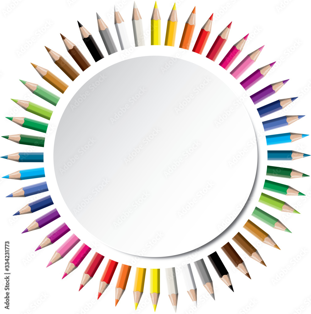 Set Of Colored Pencil Collection Isolated Vector Illustration