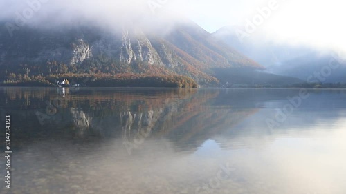 morning fog on a mountain lake