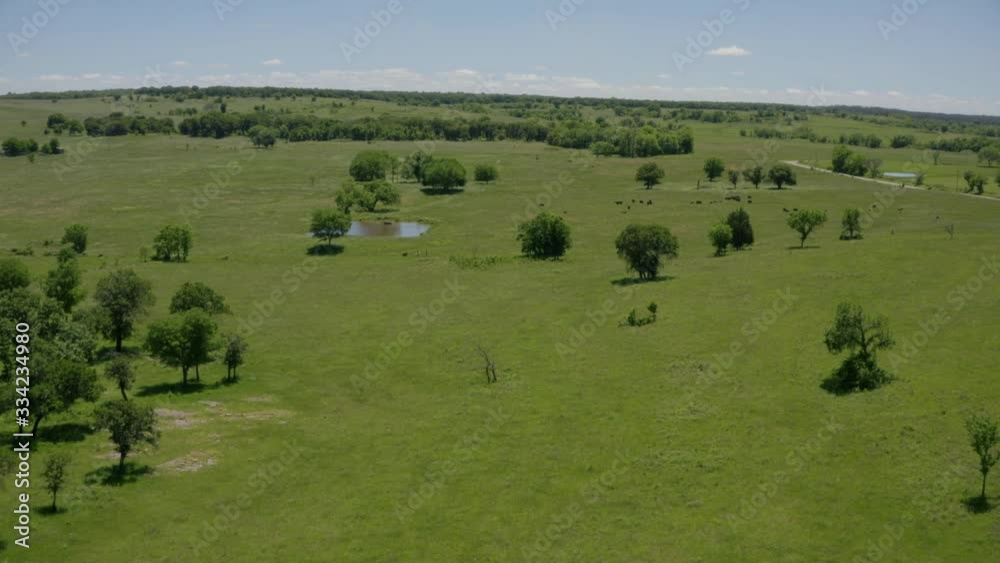 Aerial shot of green fields and countryside Aerial shot of green fields and countryside