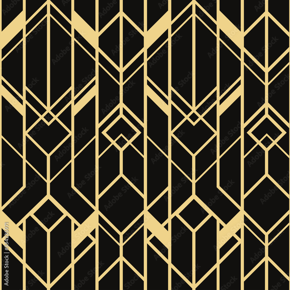 ART DECO SEAMLESS PATTERN BACKGROUND. LUXURY GOLD AND BLACK DESIGN. 