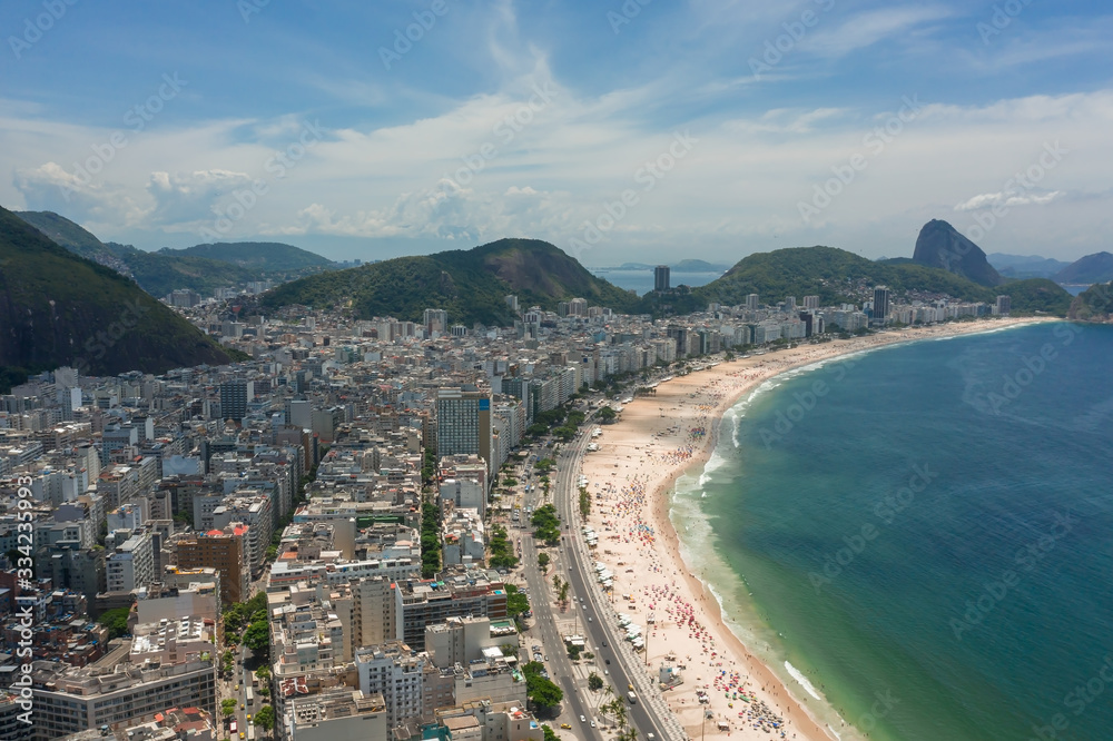 Bird's-eye view of Copacabana beach in Rio de Janeiro