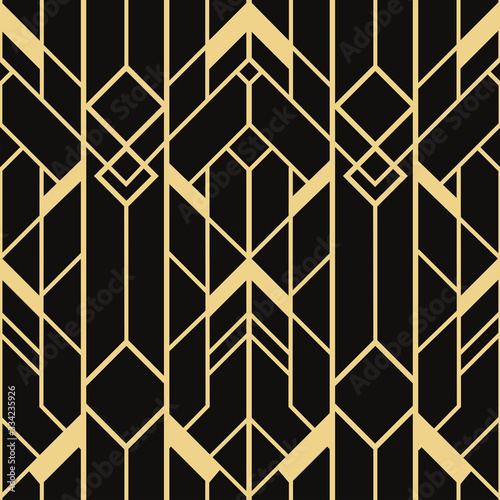 ART DECO SEAMLESS PATTERN BACKGROUND. LUXURY GOLD AND BLACK DESIGN. 