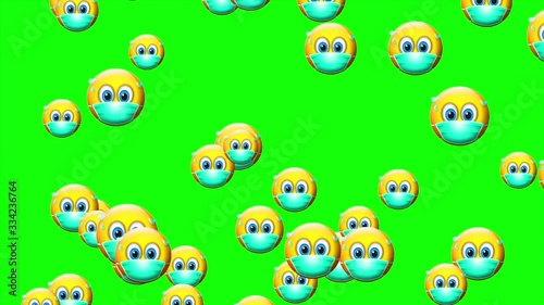 Wallpaper Mural Emoji Coronavirus Mask GREEN SCEREN Torontodigital.ca