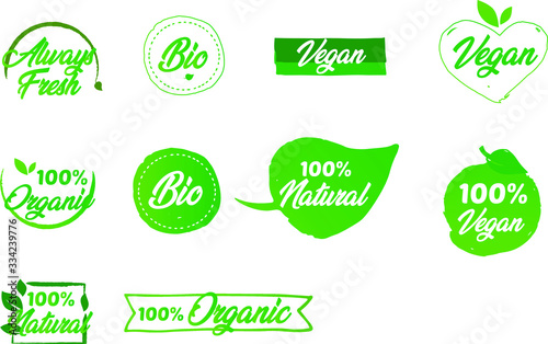 Vegan icon set, 100% natural
