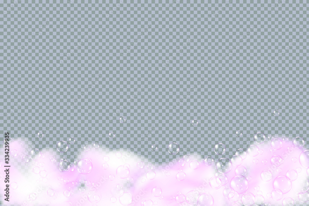 Bath foam isolated on transparent background. Shampoo bubbles texture.Sparkling shampoo and bath lather vector illustration.