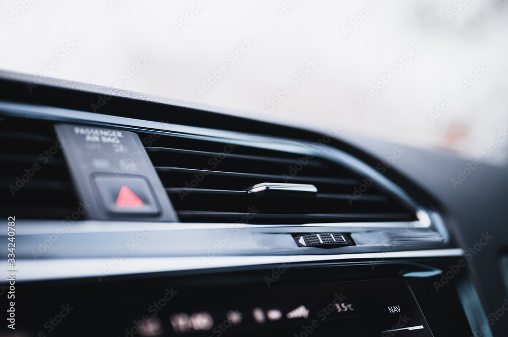 Car air conditioning system. Auto interior detail. Car air condition. - obrazy, fototapety, plakaty 