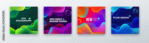 Liquid Color Background Design. Fluid Gradient Abstract Shapes Composition. Futuristic Design Background for Social Banner and Poster. Eps10 vector