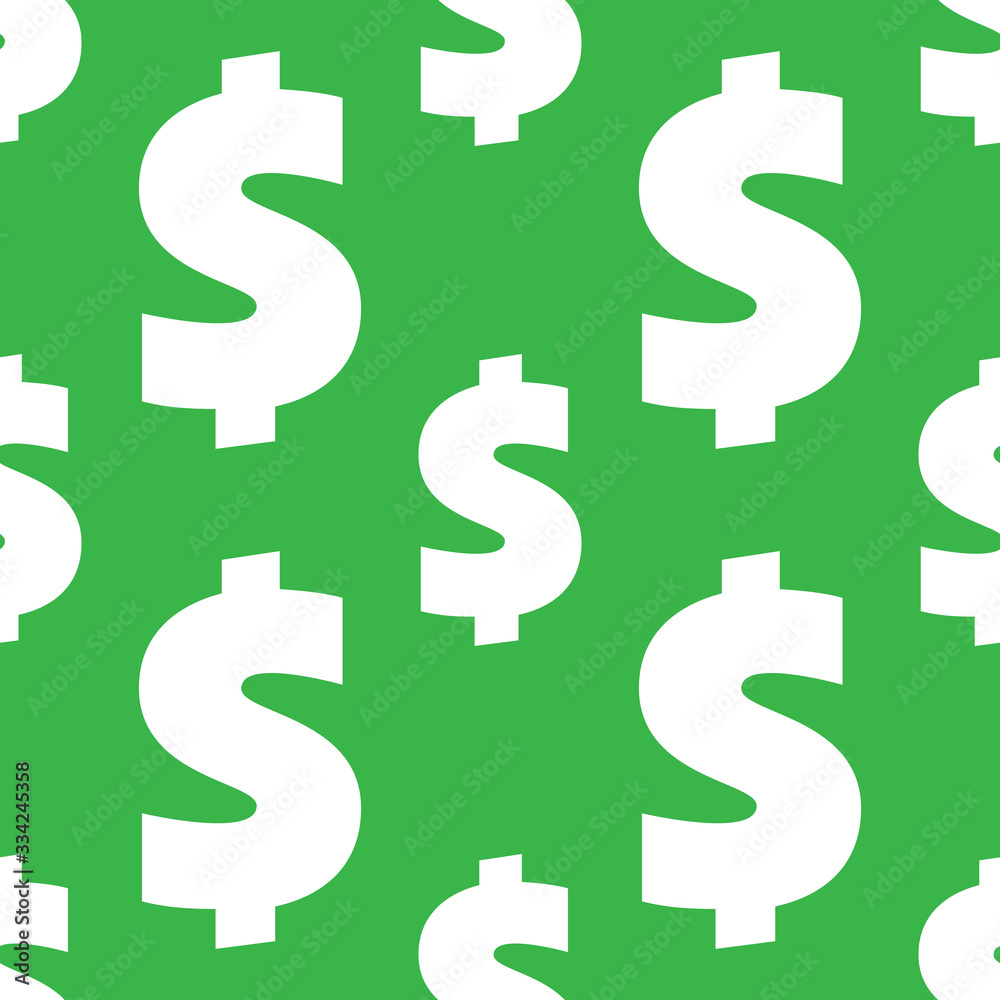 Dollar sign seamless pattern. Wrapping background with repeating USA currency symbols isolated on green. Vector eps8 illustration. Dollar sign seamless pattern. Wrapping background with repeating USA currency symbols isolated on green. Vector eps8 illustration.