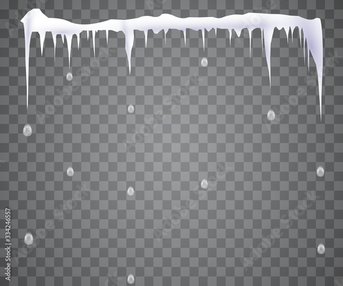 Snowy elements on winter background. Vector template in cartoon style.