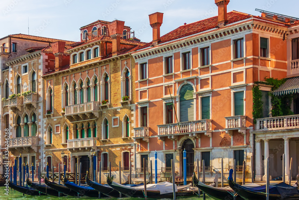 Gondolas and palaces of beautiful Venice, Italy
