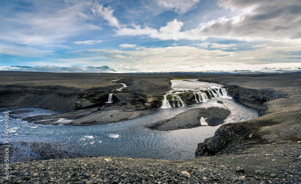 Gjallandi  Waterfall near Dyngjujökull Glacier, Iceland