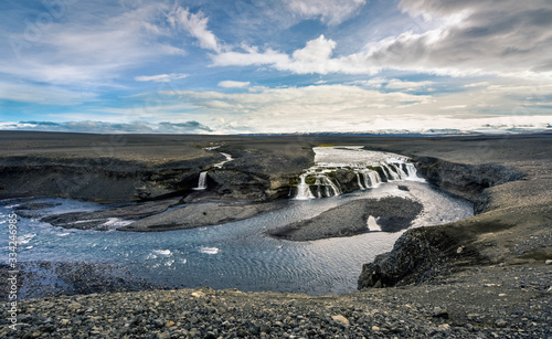 Gjallandi Waterfall near Dyngjujökull Glacier, Iceland