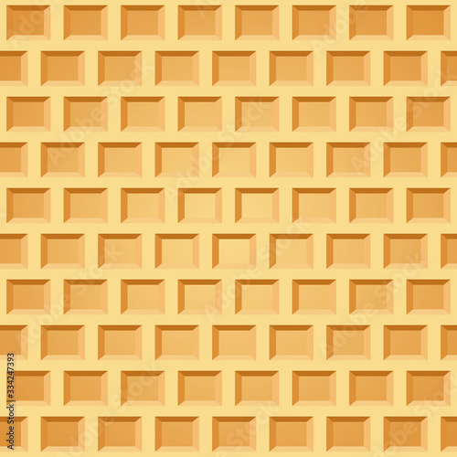 Waffle seamless pattern. Belgian wafer repeating texture. Stylized flat style wrapping background for baked goods or ice cream design. Vector eps8 illustration.