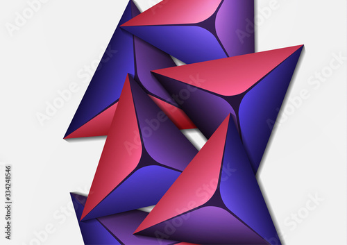 Abstract colorful background with geometric elements. Flying pyramids, triangles. Minimal cover design. Template for your corporate design. Vector