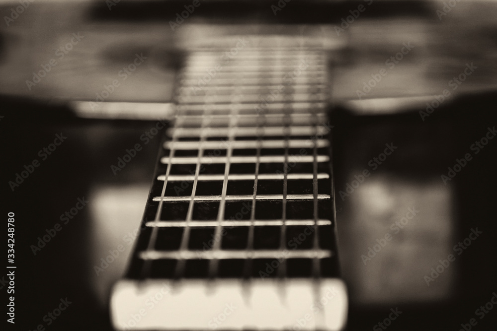 Fototapeta premium Acoustic guitar close-up selective focus