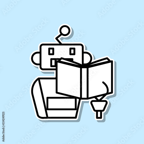 Learning machine read book sticker icon. Simple thin line, outline vector of Artifical intelligence icons for ui and ux, website or mobile application