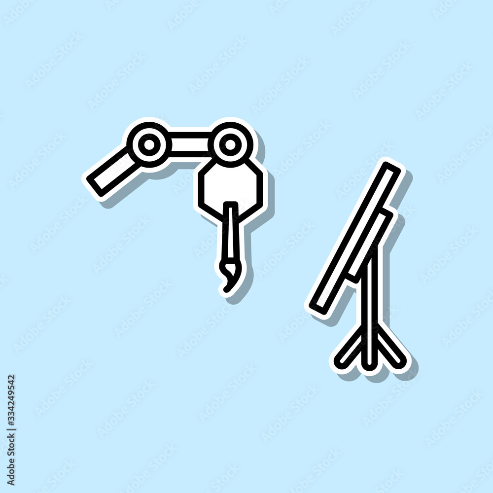 Painting artificial intelligence sticker icon. Simple thin line, outline vector of Artifical intelligence icons for ui and ux, website or mobile application Painting artificial intelligence sticker icon. Simple thin line, outline vector of Artifical intelligence icons for ui and ux, website or mobile application