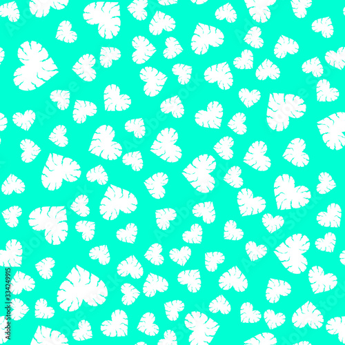 Seamless pattern with cracked hearts randomly placed on solid background. Heart shapes with cracks and ragged edges. Stylized design of unhappy love or emotional experience. EPS8 vector illustration.