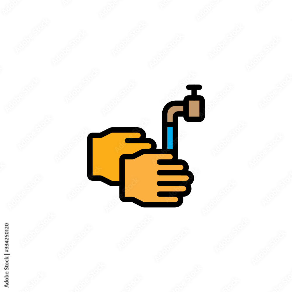 Washing hand water flow start Icon, Logo, Vector