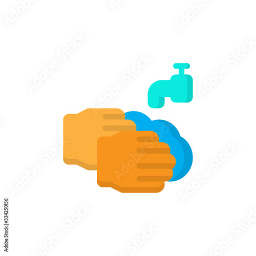 Washing hand with liquid soap bubble Icon, Logo, Vector