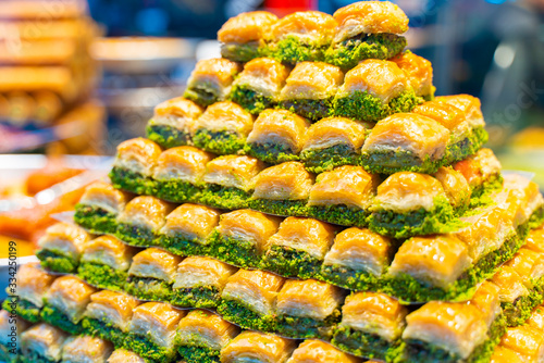 baklava on a market in Istanbul photo