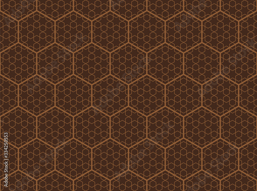 Seamless Indian geometric patterns  hexagons. Brown background